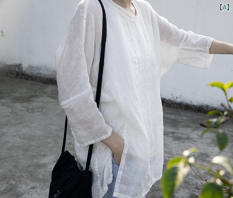 レディース 夏用 カラムシ 軽さ 通気性 UVとり捨てる 蚊除け 押しかぶせるプルオーバー 分かりやすい アウトドア 普段使い走り 殺虫剤 吸湿速乾 生まれ変わり衣料繊維 自然的表現スタイル