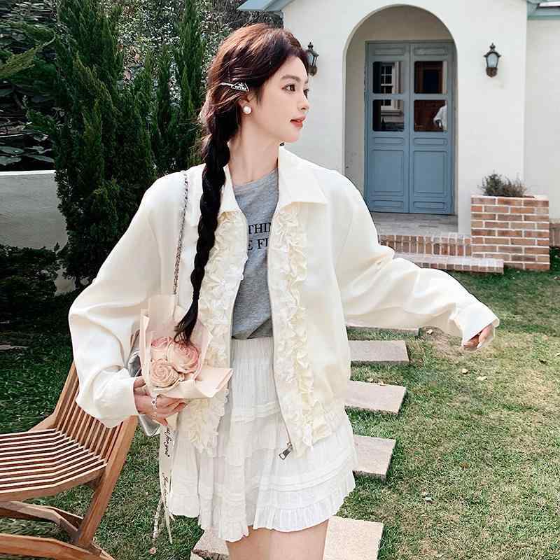 レディース 春 上衣 白 スピード競技 花柄 遊撃手丈 愛くるしい 心地よい 愛想のいい 甘め  軽さ 綿混 原料品 普段使い走り コーデ