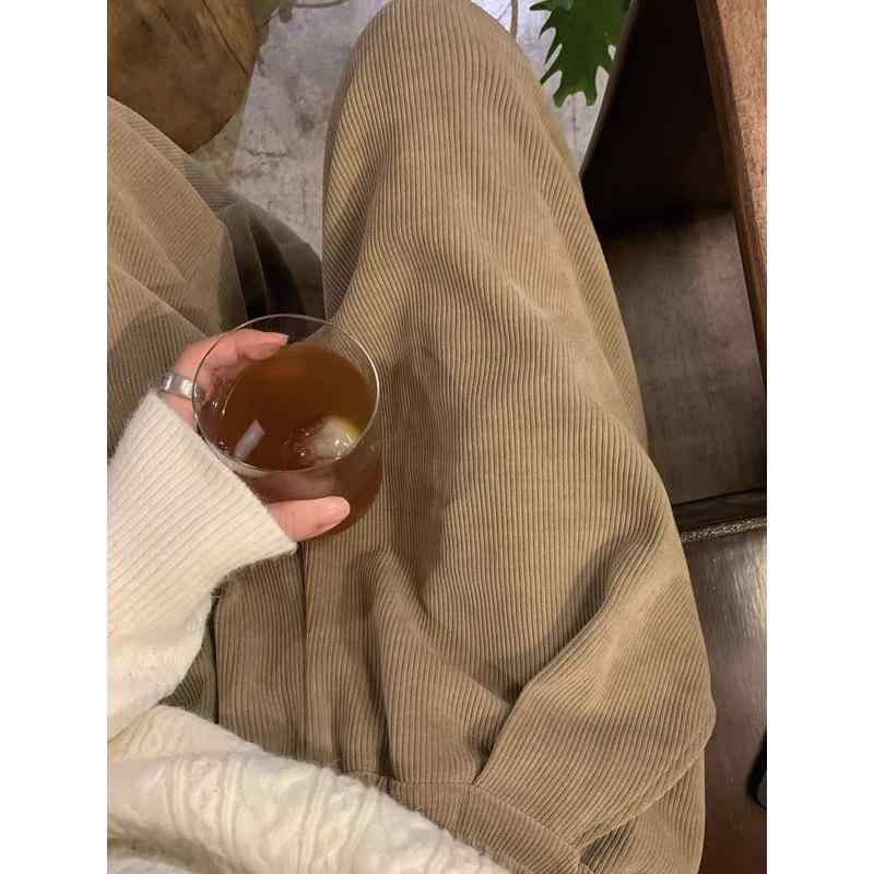 パンツ 女性用 秋冬 コーデュロイ ゆったりワイドレッグ ストレート スリム カジュアル ロング 普段使い 暖かみ コットン混 柔らかい コーディネートしやすい