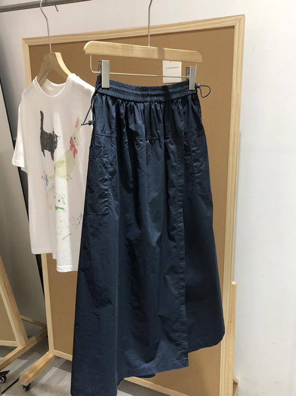 レディース スコートズボン下 紺色 ゆったり ワイドレッグ 伸縮酉の方角 ドローストリング 中長丈 薄っぺら綿織物 か細い成り行き 心地よい 普段使い走り 軽さ 好いたらしい