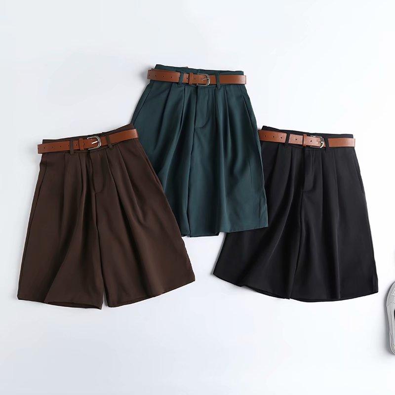 レディース ショートパンツ 韓国 スーツスタイル ベルト付き ストレートシルエット カジュアルボトムス 夏用 軽量 伸縮性 通勤 普段使い 4,384円