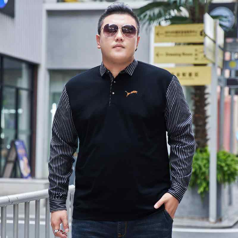 Tシャツ 男性用 長袖 大きめサイズ フェイクツーピース 襟付き シャツ スウェット ゆったり 日常使い コットン混 伸縮性