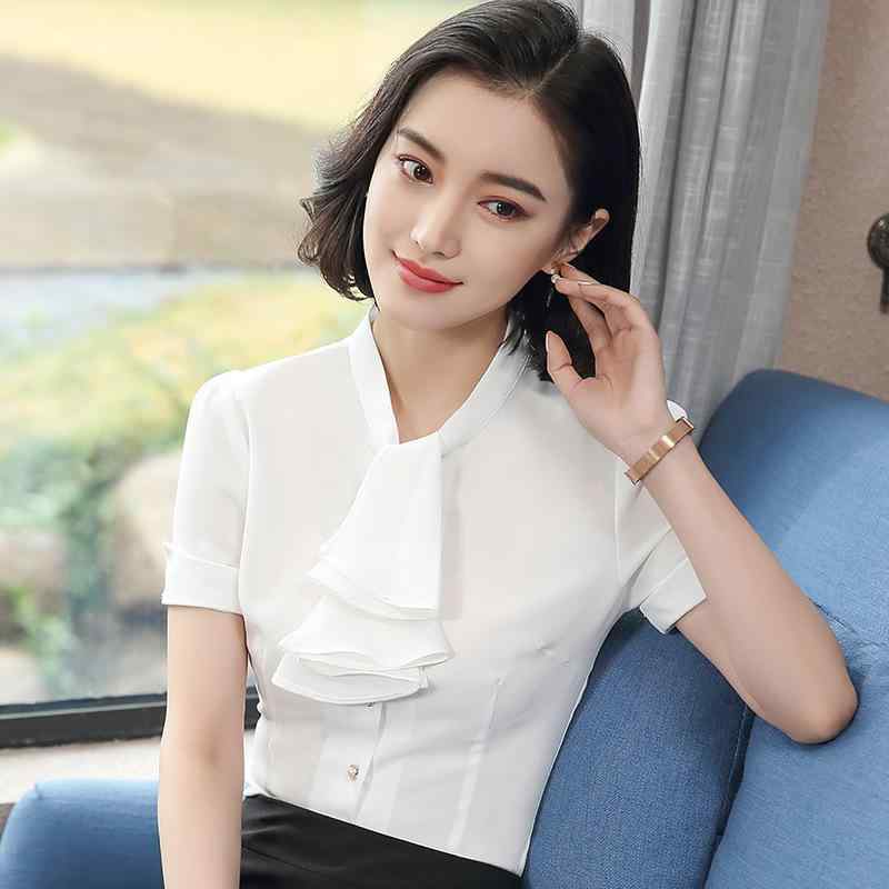 レディース 春夏 短袖 シフォンブラウス リボン 韓国 上品 通勤用 ゆったり シルエット 軽量 透け感 女性用 トップス フェミニン