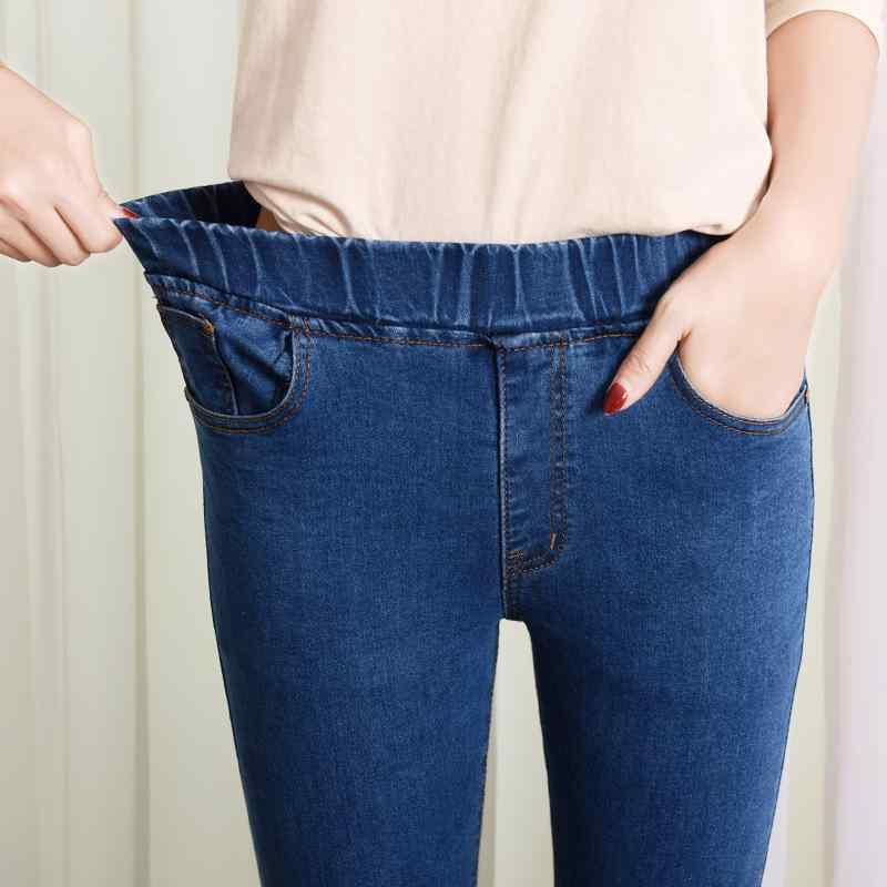 レディース デニムパンツ ハイウエスト 伸縮性 細見せ 小脚 ブラック ブルー 大サイズ 普段使い コーディネート スリムレッグ 弾力素材 快適フィット ストレッチ デニム生地 通勤 日常 カジュアル