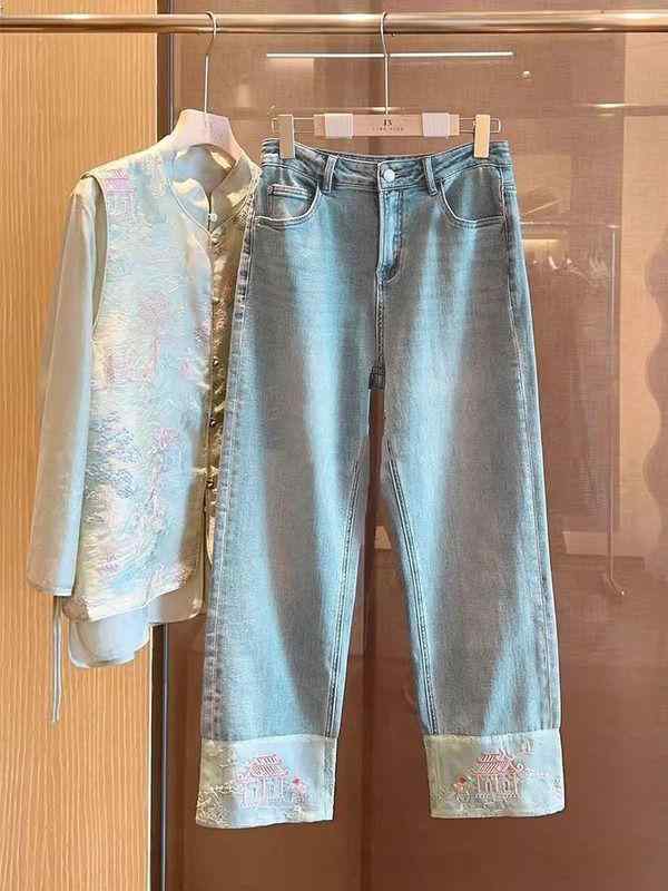 レディース 春 ハイウエスト ストレート フレア デニム パンツ 小柄 対応 カジュアル ボトムス 普段使い ストリート スタイル