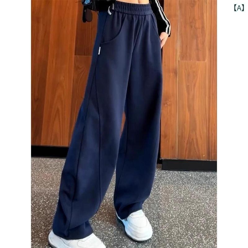 秋冬 レディース バナナパンツ ワイドパンツ ゆったり スリム見え カジュアル ハイウエスト ゴム入り ストレート 大きめサイズ 暖か裏地 伸縮性 普段使い