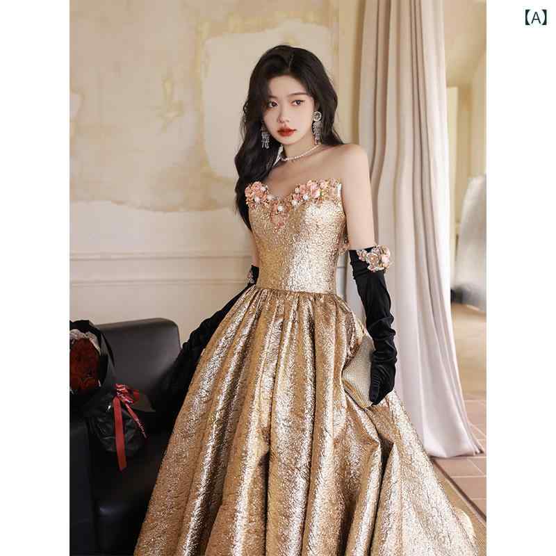 レディース パーティードレス 高級感 軽奢 ニッチ 名媛 気質 宴会用 ウェディング 婚約 フォーマル 女性用 ワンピース スタイル|LAONsChoice