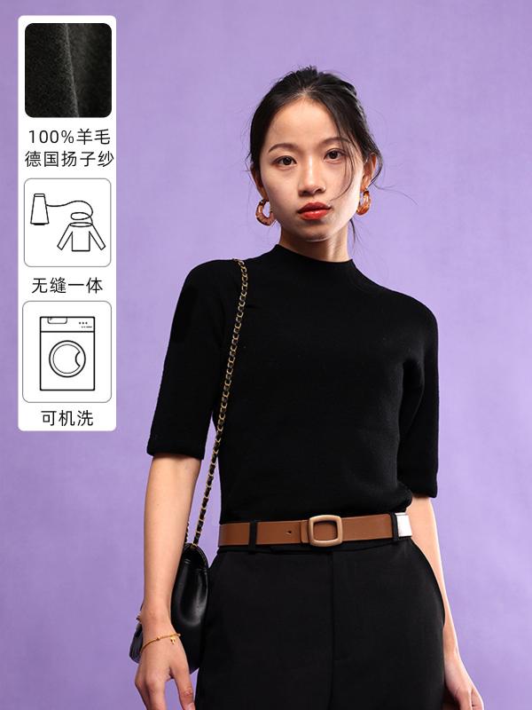 ニットトップス レディース 夏 薄っぺら シームレス 中袖 分かりやすい 無地 雅びやか 伸縮性 軽さ 通気性 イージーケア 普段使い