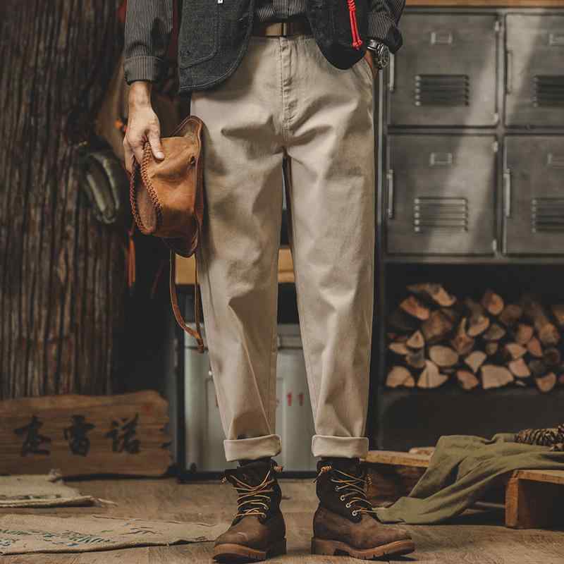 メンズ カーゴパンツ アメリカン レトロ シンプル ストレート テーパード カジュアル 普段使い 春秋 男性用 ズボン 軽量 コットン 素材 多用途 デザイン