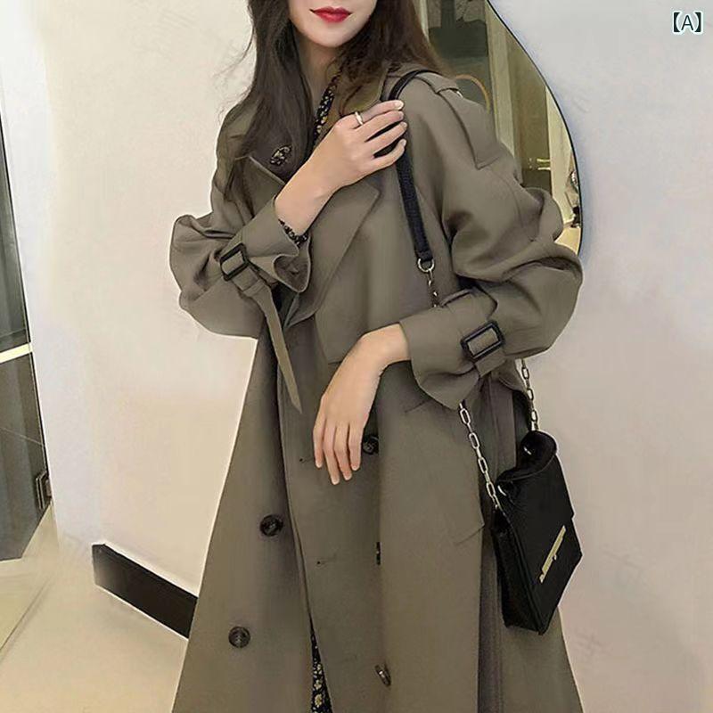 レディース トレンチコート 春秋 小柄対応 ミドルロング丈 カジュアル 韓国スタイル 軽量 ウインドプルーフ ペティサイズ 普段使い コート ジャケット トップス アウター ファッション