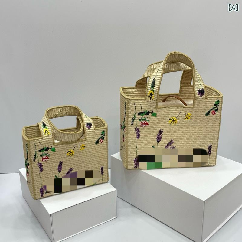 レディース 砂浜御徒面子 ラフィア 手編み 大電気容量 ショルダーバッグ ハンドバック 薔薇 楽想 生まれながら原料品 溜まり場 休み日 夏用 軽さ 普段使い バッグ・小物・ブランド雑貨-レディースバッグ-トートバッグ