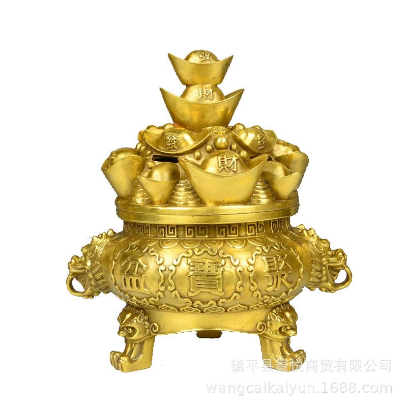 飾りつけ 金管楽器 五路財神 宝盆型 香炉 芸術品 リビング 室内装飾 開業祝賀会 差し上げ物 縁起物 ラッキーアイテム