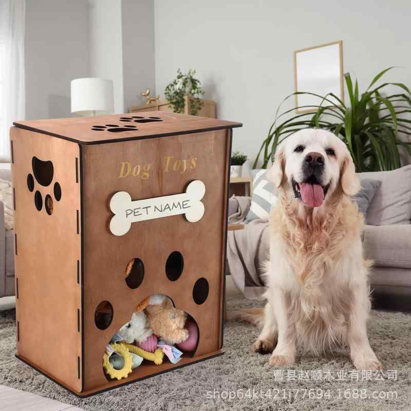 収納ボックス 犬用 木製 大型 大容量 おもちゃ箱 玩具 毛布 服 餌 ペット用品 整理ラック かご 耐久 素材 機能的 コンパクト収納 日常使い 室内用|LAONsChoice
