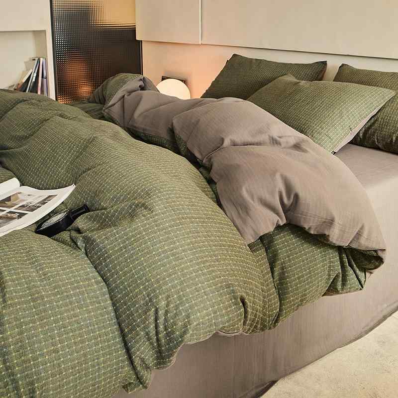 寝具 ベッドシーツ セット 綿 ジャカード 起毛 無地 シンプル 高級感 柔らかい肌触り 吸湿性 通気性 軽量 日常使い 部屋着 ベッド用寝具 綿素材 フランネル調 ソフトタッチ ナチュラル おしゃれ モダン ベーシック 耐久性 ｜LAONsChoice