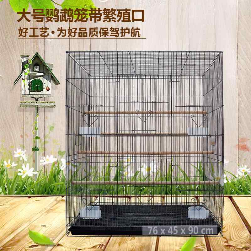 鳥かご 鳥籠 ケージ 鉄製 アイアン 特大 大型 高さ高め 別荘 広々 頑丈 繁殖用 インコ オウム 対応 ペット用品 室内 屋外 両用 丈夫 耐久 広い スペース 掃除 簡単 移動 楽々 大容量 遊び場 止まり木 餌入れ 水入れ トレー｜LAONsChoice 8,585円