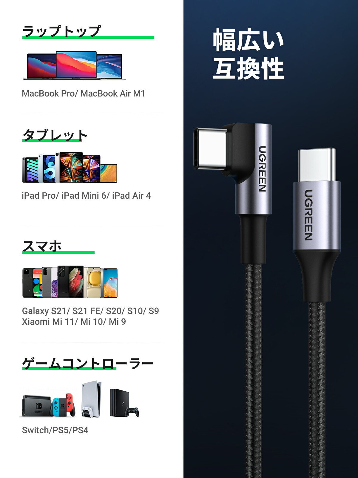 95%OFF!】 UGREEN USB Type CケーブルPD対応100W 5A 超急速充電USB C to 断線防止 MacBook Pro  iPad mini 6 Matebook 2018 Xperia Galaxy等Type-c機種対応1M www.servitronic.eu