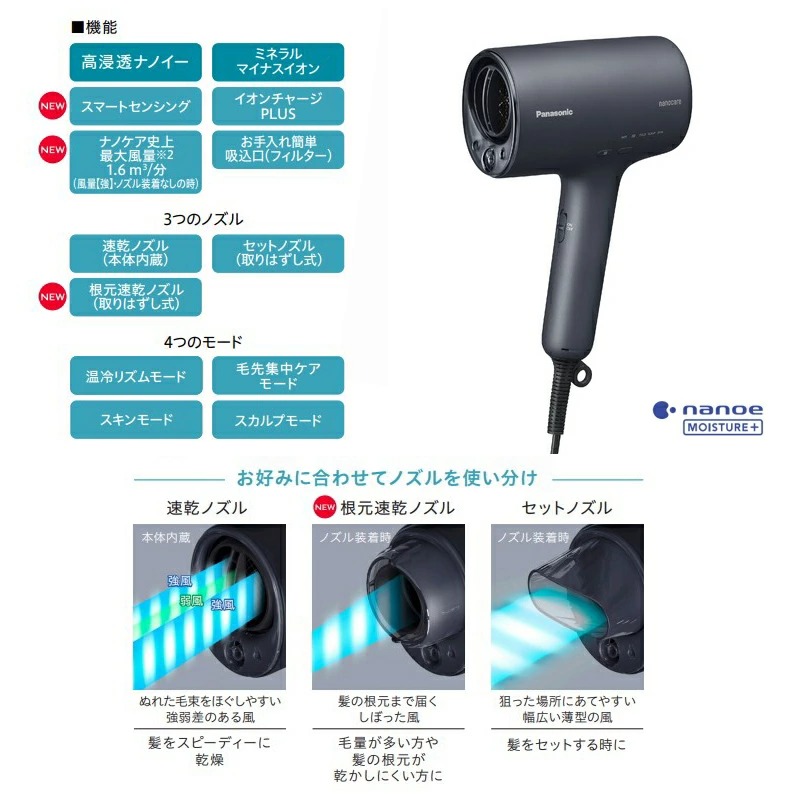 Panasonic（パナソニック） ヘアドライヤー ナノケア ディープネイビー