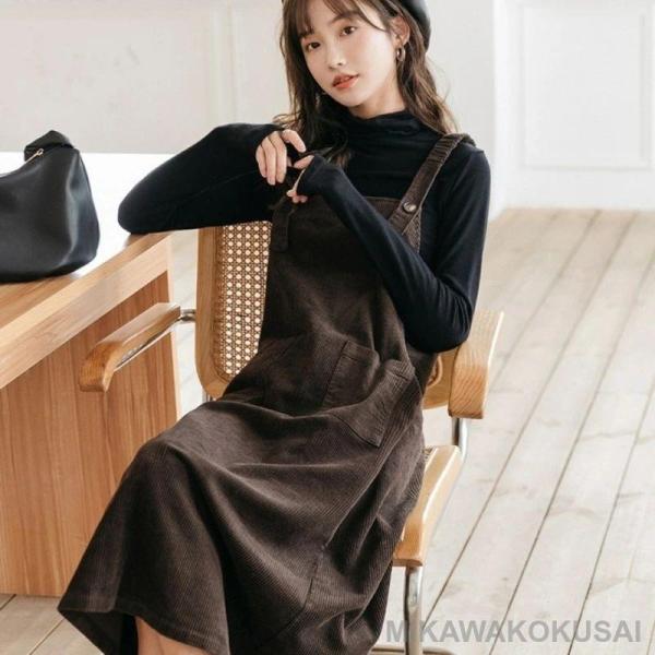 前掛けスコート コール天 レディース 春 秋 冬 ロング衣装 気が大きい大きさ ノースリーブ ジャンスカ ミモレ丈 衣装 衣嚢 花の冠yd 重