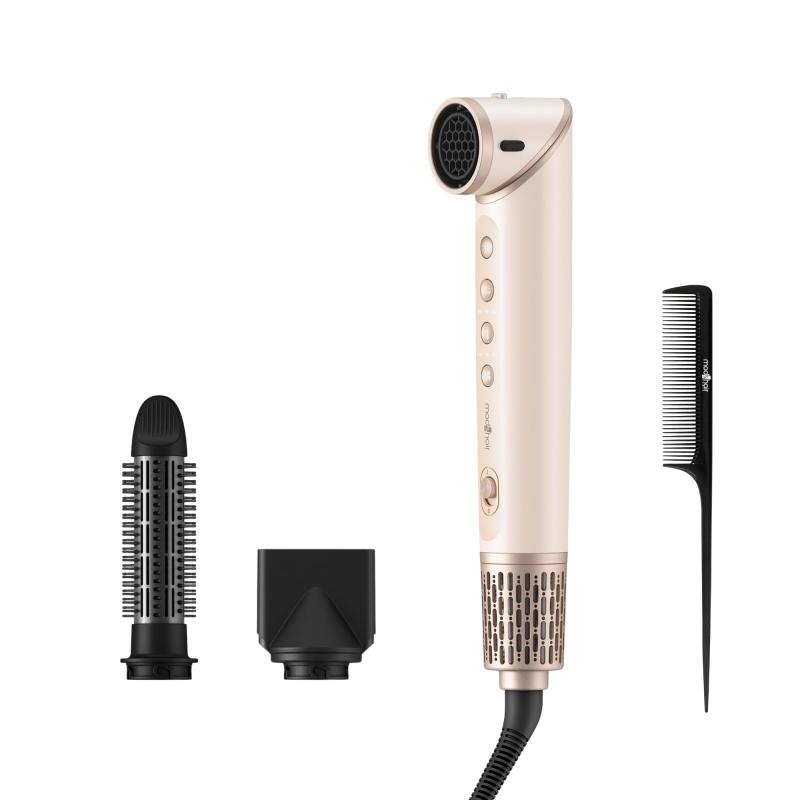 [ mod's hair ] アドバンス 3WAY ツイスタイラー (MHD-1050-SB)【 速乾・ボリュームアップ・艶ブロー、全部1台で 】 カールドライヤー ブラシ付き ブラシ付きドライヤー くし付き (シアーベージュ)