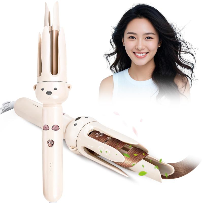 ヘアアイロン オートカールアイロン 28mm 可愛いクマデザインの自動巻き カールアイロン 3段温度調節160℃～200℃ 髪を傷めず長持ちのスタイリング やけど防止 日本語取扱説明書付き