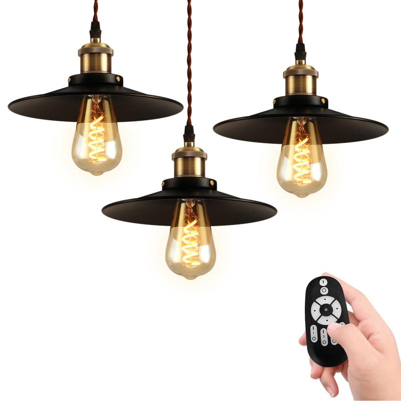 ペンダントライト E26口金 LED電球付き リモコン付き 直径22cm 吊り下げライト 300LM 4.5W（20W形相当） 北欧風 シーリングランプ インテリア照明 アンティークレトロ ダイニングライト吊り下げ