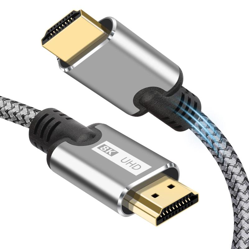 8K HDMI 有線テレビ 2.1 MEEKI HDMI 2.1標準尺度 8K@60サイクル 4K@120サイクル/144サイクル 48Gbps超高速道路高耐久 ナイロン編み ハイスピード 7680x4320p UHD HDR HDCP eARC 3Dイーサネット ARC h
