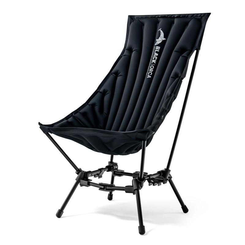 BLACK ORCA インフレータブルチェア エアーソファ キャンプチェア 軽量 折り畳み 手提げ収納付き ハイバックキャンプチェア 高バックデザインで背中から頭までサポート 空気層で断熱保温 最