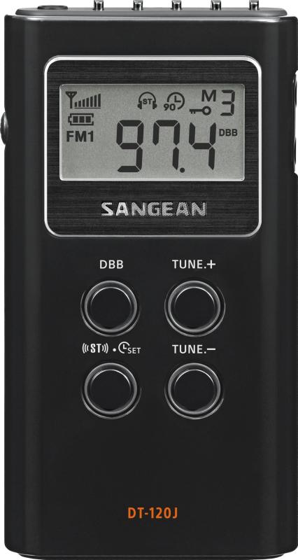 Sangean DT-120J AM/FMステレオポケットラジオ、LCDディスプレイ搭載、15局のプリセット、オートスキャン、ステレオイヤホン付属、電池残量表示、オートシャットオフ機能|LAPPISTORES