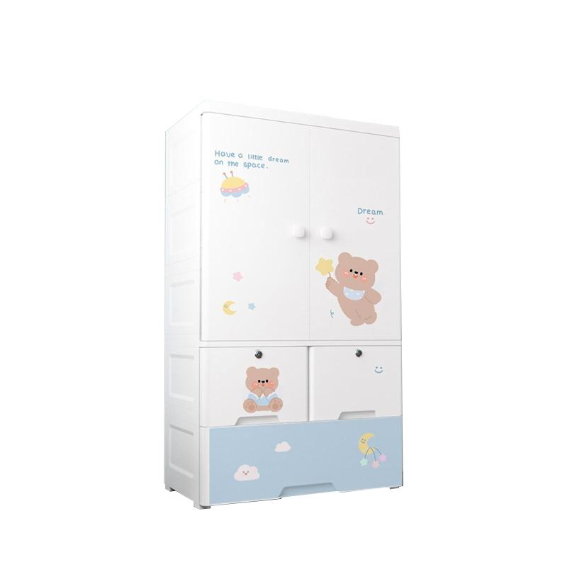 NIELHYUN ワードローブ クローゼット 子供用 キッズ ベビー ベビー服 収納 かわいい 収納ボックス 衣類収納 小物 扉付き キャスター付き ハンガーラック付き 組立簡単 省スペース おしゃれ 耐