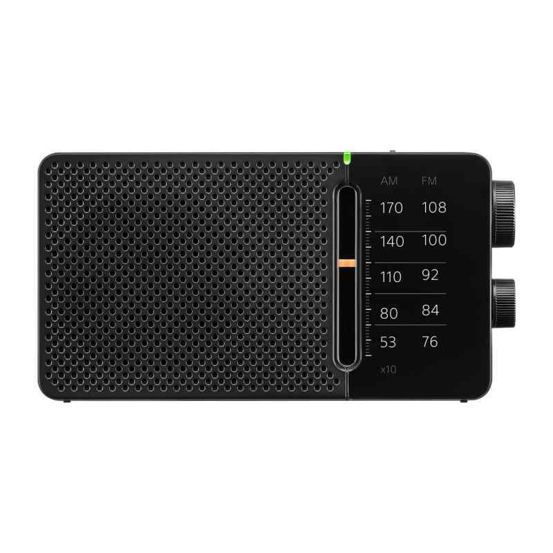 Sangean SR-36J AM/FM アナログポケットラジオ 内蔵金棒引き申し受ける、パウダーコンパクト大いさ、3.5粍受話器端子、音合わせLED表示計器 ブラック-ホワイト