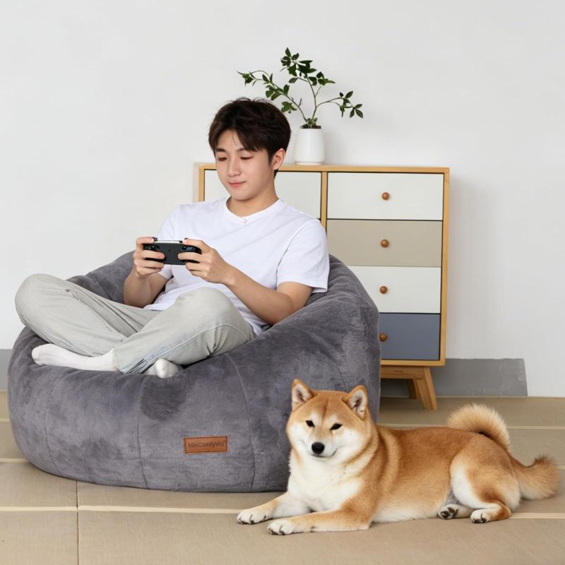 MinComfyWo ビーズクッション 特大(85×80×62cm) ソファークッション 大きい 疲労解消 安全設計 ビーズソファ 無味 豆袋座布団 おしゃれ 一人暮らし ソファ 一人掛け 1人用 座椅子 チェア|LAPPISTORES