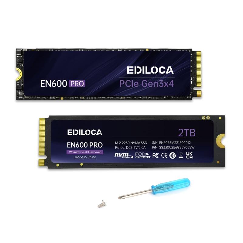Ediloca EN600 PRO SSD 2結核症 PCle 3.0x4 NVMe M.2 2280 最大限度読み込む: 3500MB/s 最大限度書込：3000MB/s 内蔵SSD SLC 現ナマ 3D NAND TLC グラフェン冷やかすステッカー ノートパソコ