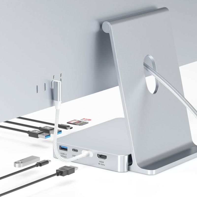 iMac 24in 縛ステイション (2024/2023/2021年真似形 M4/M3/M1相応う) - 8-インチ-1 USB-C こしき, M.2 NVMe/SATA SSD増設相応う (SSD別売) 10Gbps超弾丸道路資料伝える SD/TF歌留多