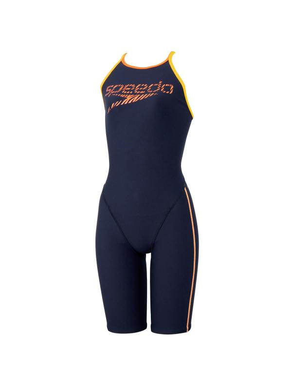 [素早さ] 競泳用形づくる海水着 Zebra Stack TurnS Kneeskin ゼブラスタックターンズニースキン レディース 米国海軍/オレンジ色 L