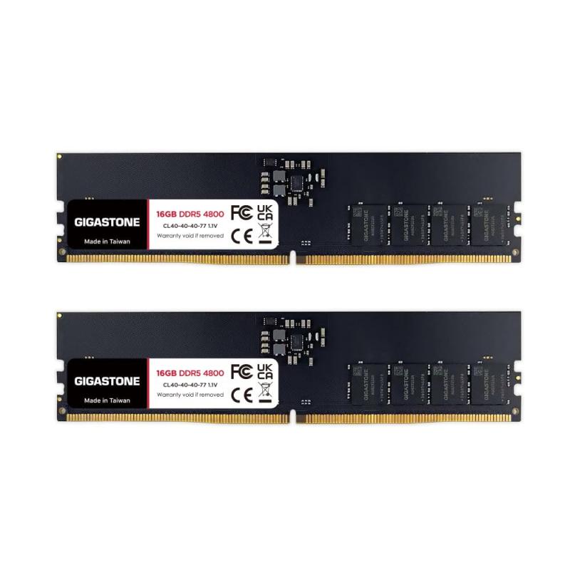 【記憶装置 DDR5】GIGASTONE 16GBx2枚 (32GB Kit) DDR5 4800MHz パソコン5-38400 CL 40-40-40-77 1.1V UDIMM 288 ピン アンバッファード 非 ECC パソコン 事務机とっ始め専用 メモリモジ