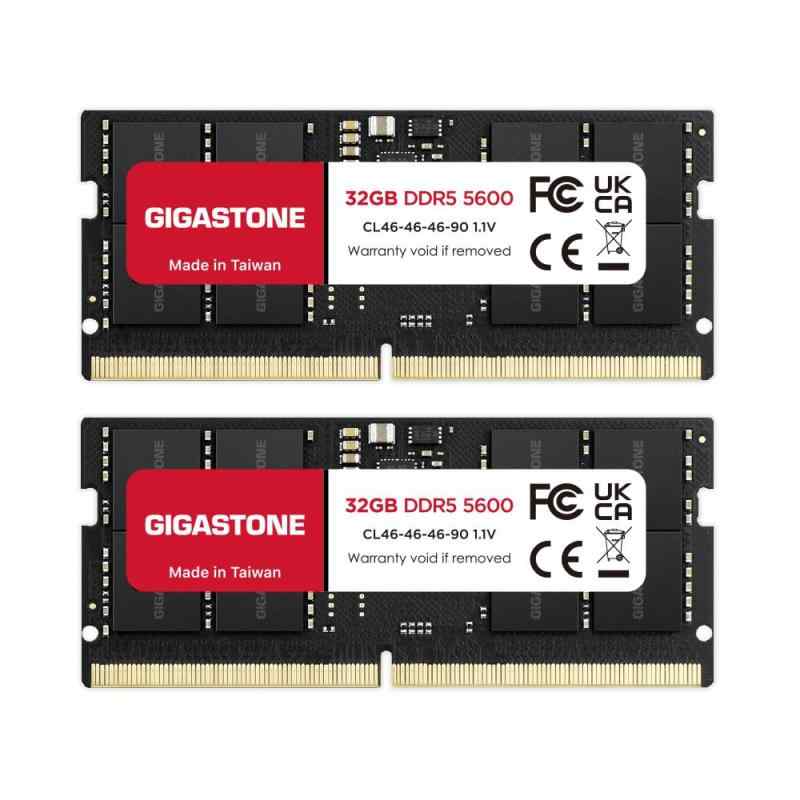【メモリ DDR5】GIGASTONE 32GBx2枚 (64GB Kit) DDR5 5600MHz PC5-44800 CL46-46-46-90 1.V SODIMM 262 ピン アンバッファード 非 ECC ノートパソコン用 高性能 メモリモジ｜LAPPISTORES