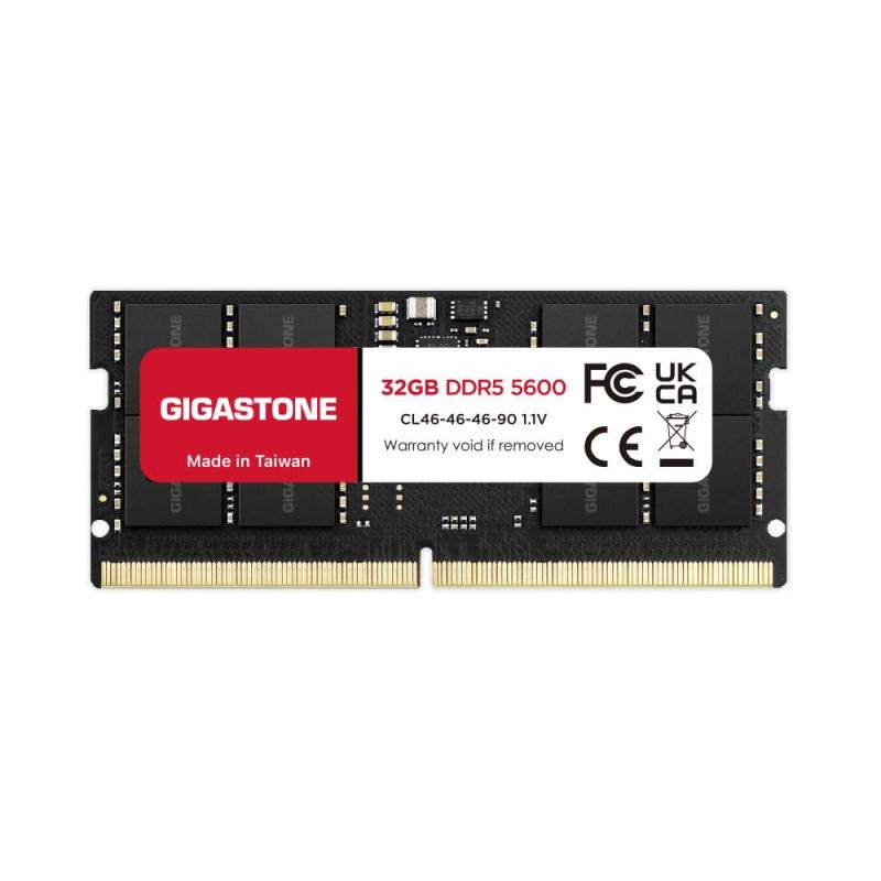 【記憶装置 DDR5】GIGASTONE 32GBx1枚 (32GB Kit) DDR5 5600MHz パソコン5-44800 CL46-46-46-90 1.V SODIMM 262 ピン アンバッファード 非 ECC 万覚え帳マイコン用 高性能 メモリモジ