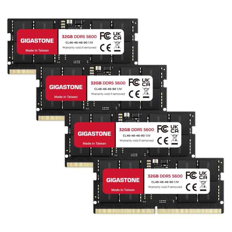 【記憶装置 DDR5】GIGASTONE 32GBx4枚 (128GB Kit) DDR5 5600MHz マイコン5-44800 CL46-46-46-90 1.V SODIMM 262 ピン アンバッファード 非 ECC 万覚え帳マイコン用 高性能 メモリモ