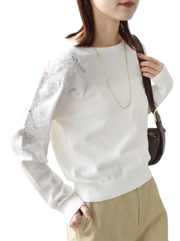 [シップス 四分子 ウィメン] SHIPS for women カットソー WEB此れから WEB 室内用便器能力のある 肩肉 スピード競技 二人組 編み物 ティーシャツ レディース 316211039 象牙色 ONE SIZE