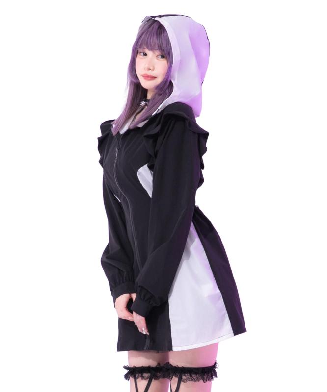 [ユメテンボウ] 混雑時かばい立て 色彩設計Ａラインラッシュガード レディース 535346 黒いこと×白いこと