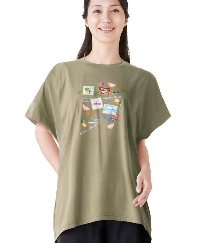 Wacoal Swim Wear （ワコール スイムウェア) Ｔシャツ トップス 2分袖 半袖 体型カバー Aラインシルエット SDY160 レディース KA L｜LAPPISTORES