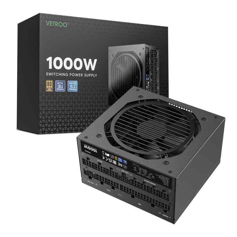 Vetroo 1000W電源ATX 3.0 ReadyダブルPCIe 5.0, 80 Plus Goldフルモジュラー、コンパクトサイズ、日本105℃コンデンサ、エコモード120mm FDBファン、10年、ゲームPCなどに対応 (Black)|LAPPISTORES