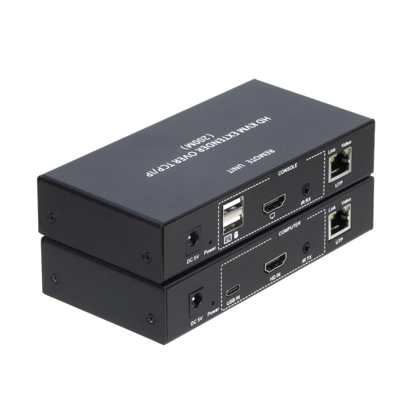 HD KVMネットワークケーブル 200M TCP/IPエクステンダー、CAT5E/6ネットワークケーブル 1080P HDMI/DVI伝送 プラグアンドプレイ TCP/IPクロスデバイス制御 1対1および1対多の接続に対応｜LAPPISTORES 8,795円