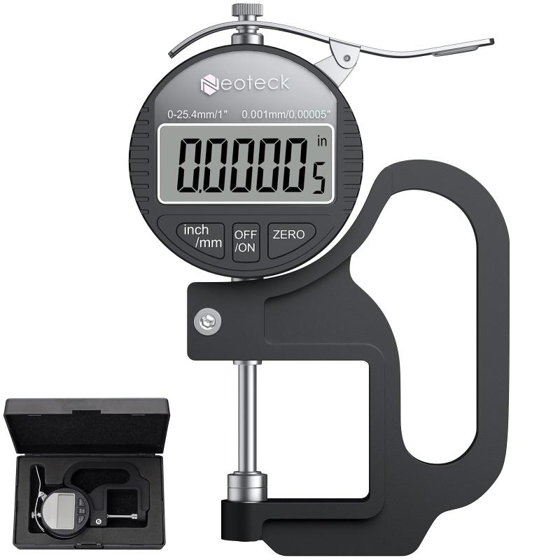 Neoteck デジタルシックネスゲージ 厚さ測定器 デジタル厚さ測定器 精度0.001mm 測定範囲0～25.4mm アルミ合金製 LCD大型液晶画面 高精度厚み測定器｜LAPPISTORES