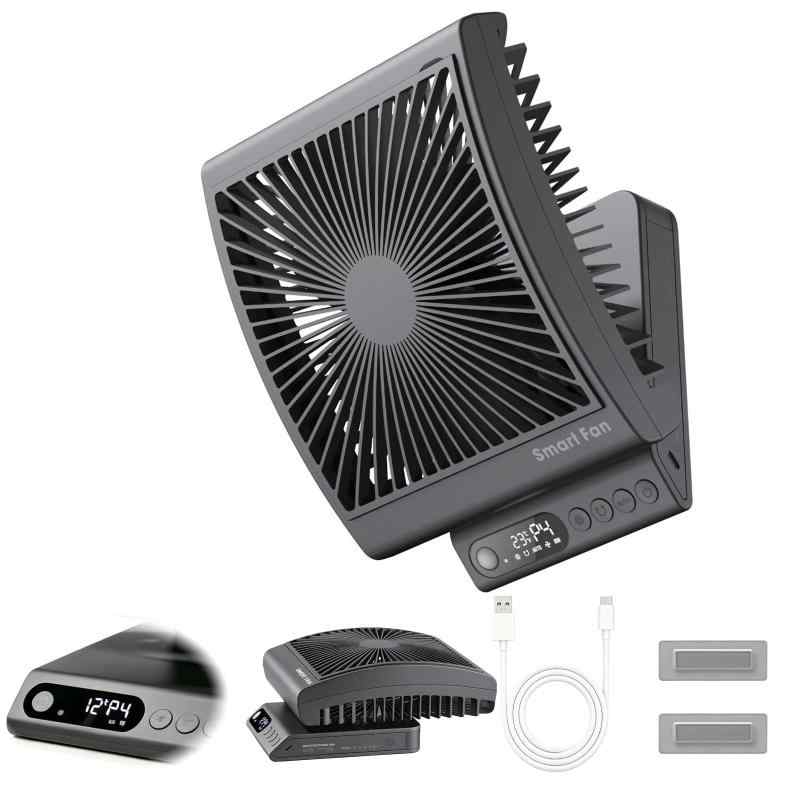 [Kaniya] 扇風機 壁掛け 静音 省エネ PSE 取得済み 正規品 デュアル電源 上下左右調整 自動点灯 人体感知インテリジェントスタート/ストップ 4段階自動調整 LCD温度とモードの表示,壁/テーブル/｜LAPPISTORES