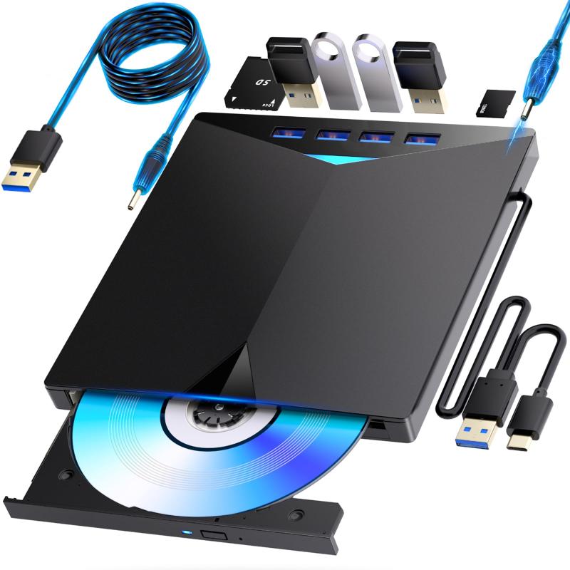 ブルーレイドライブ外付けさらに速く軽く薄く安定性】外付けブルーレイドライブ USB-A/C対応 BD DVD/CD 再生・読み込み・書き込み対応 ポータブルBlu-rayプレーヤー Windows 7-11/Mac OSパソコン|LAPPISTORES