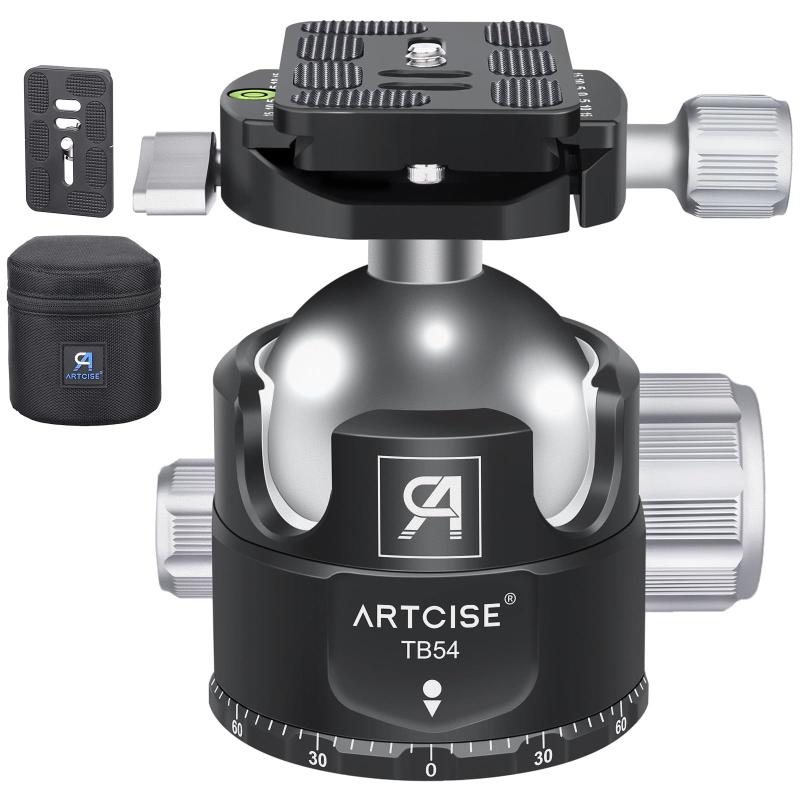 ARTCISE 54粍 どんぶり鉢低興味の中心雲台 360度回転させる 見晴らし映画化 三脚架頭顱 CNC委しい工業 軽銀 アルカスイス取り替えっこ クイックシュー 大まか雲台 一眼二眼レフ DSLR テレビカメラ用 最大限度耐荷重 35キログラム
