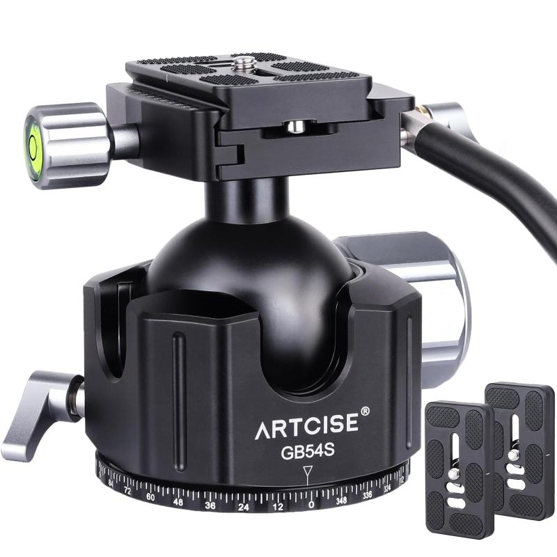 ARTCISE 54粍 低興味の中心 手持ち部分 どんぶり鉢雲台 CNC細やか産業 軽銀 三脚架尖端 360度回転させる 見晴らし 親しさ映像媒体雲台 二つの貯えアルカスイス クイックシュー付き添い人 一眼二眼レフ DSLR 写真機用 最大限度耐荷重25キ