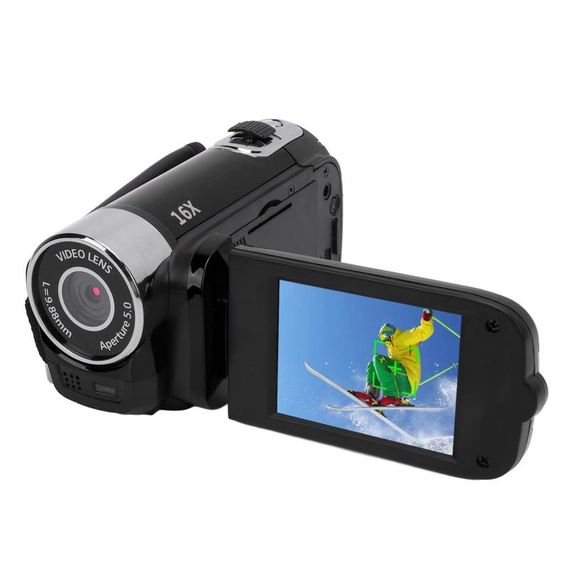 16MP 1080P 16倍デジタルズームビデオカメラ 2.4インチ画面、自撮り機能、外部マイク、フィルライト、軽量、ポータブル、多機能、成長記録、旅行、結婚式に最適