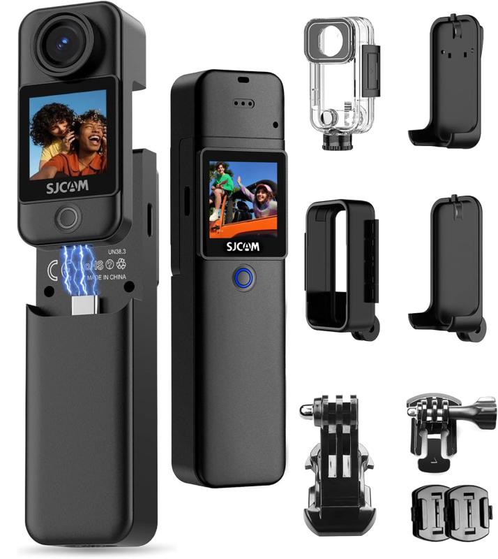 A SJCAM C300 4K アクションカメラ｜7時間持続バッテリー｜デュアルタッチスクリーン｜154°視野角ポケットハンドヘルドカメラ｜6軸安定化POVカメラ｜8倍ズームウェアラブルボディカム